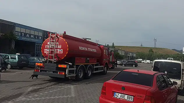 Seydişehir'de oto tamirhanesinde yangın paniği