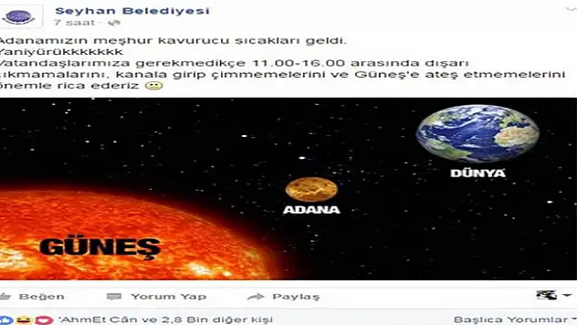 Seyhan Belediyesi'nden güldüren paylaşım