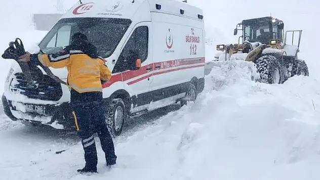 Siirt'te yolu kardan kapanan mezrada rahatsızlanan hamile kadın hastaneye ulaştırıldı
