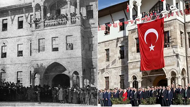 Sivas'ta Cumhuriyet'in ilanını kutlayanların yansıdığı fotoğraf karesi yeniden oluşturuldu
