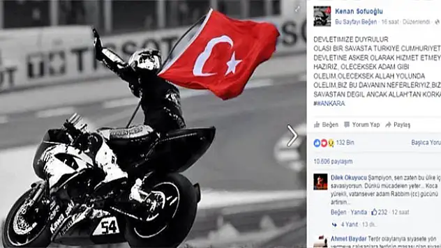 Sofuoğlu: 'Öleceksek adam gibi ölelim'