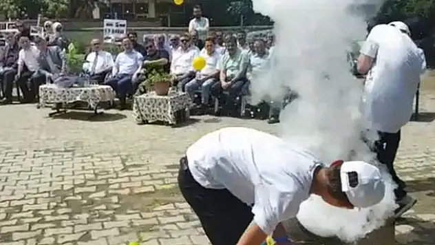 Su roketi yön değiştirince protokolü vurdu, olanlar oldu