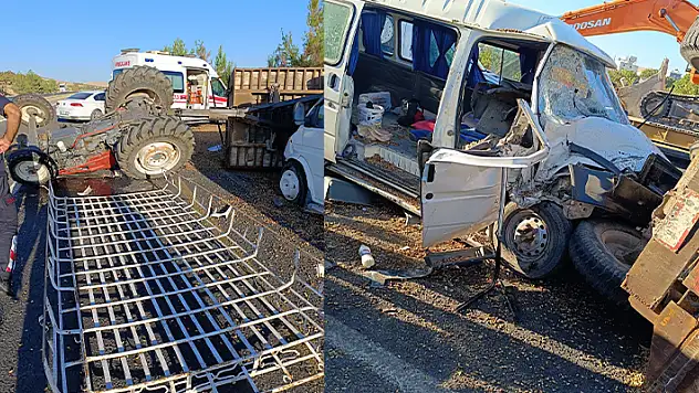 Tarım işçilerini taşıyan minibüs traktörle çarpıştı: 12 yaralı
