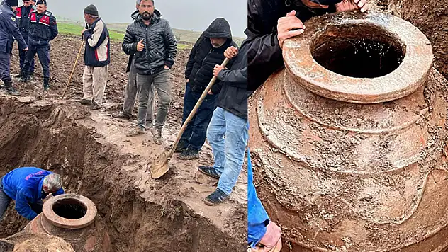 Tarla sürerken tarihi küp buldu

