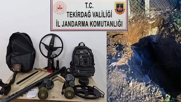 Tekirdağ'da kaçak kazıya baskın: Dedektör, boşluk bulma cihazı ve gaz maskeleri ele geçirildi
