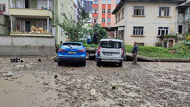 Trabzon'da 19 mahallede su baskını ve heyelan 16 kişi tahliye edildi, 1 inek öldü

