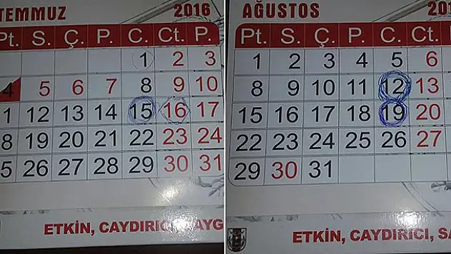 Tümgeneral darbe girişimi gününü takviminde işaretlemiş