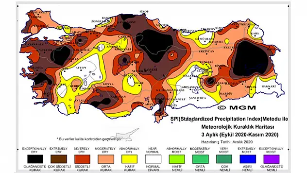 Türkiye'nin 9 aylık kuraklık haritası! İşte Konya'nın durumu