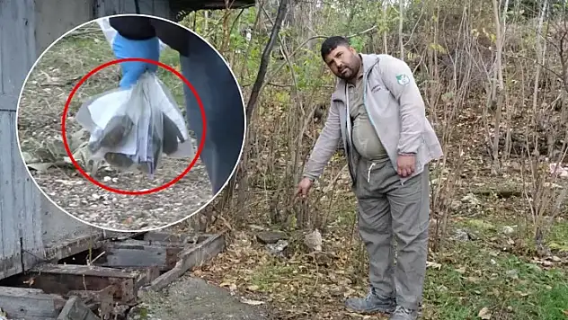 Tuvalet ihtiyacını gidermek isterken, tekme attığı poşetten el bombaları çıktı

