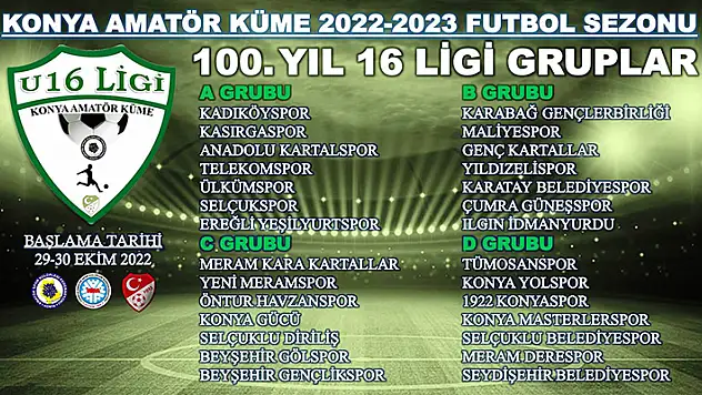 U16 Futbol Ligi'nde gruplar belirlendi