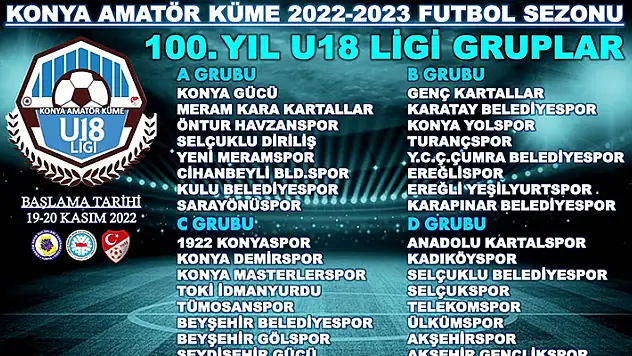 U18 Futbol Ligi, 19 Kasım'da başlayacak