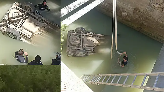 Van 'da otomobil su kanalına uçtu baba ve oğlu öldü 