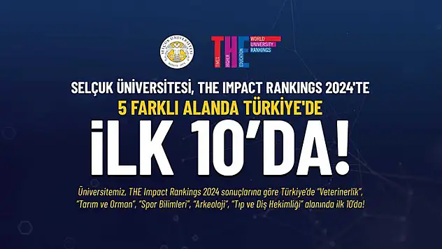 Yabancı üniversite sıralama kuruluşu Türkiye listesinde Selçuk Üniversitesine ilk 10'da yer verdi
