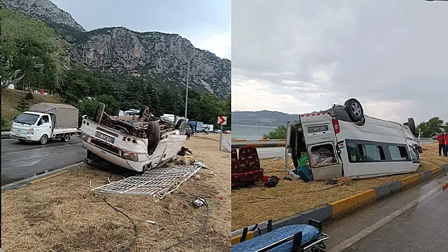 Eğirdir-Konya karayolu üzerinde minibüs devrildi: 1'i ağır 9 kişi yaralandı