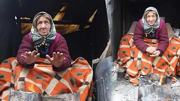 Yaşlı kadının yürek yakan fotoğrafı