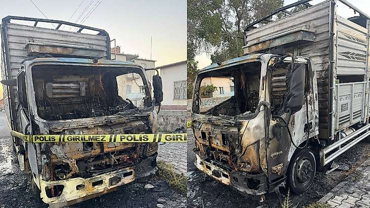 Konya'da kamyonet kundaklandı