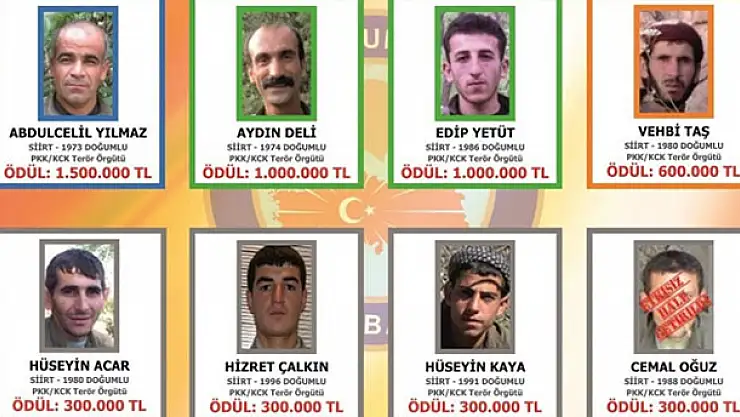 4 milyon lira ödüllü 'terörist listesi'