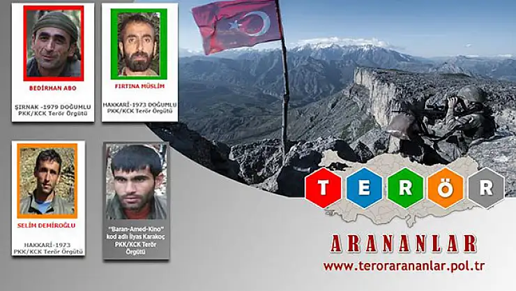 Terörden Arananlar Listesi'nden 8 günde 4 terörist eksildi