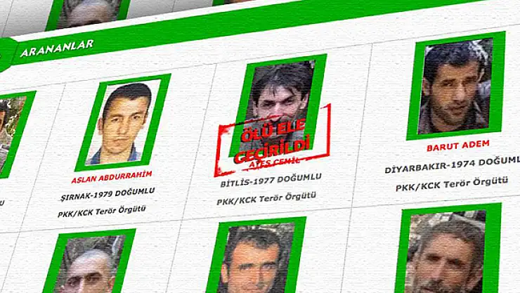 Yeşil listedeki terörist etkisiz hale getirildi