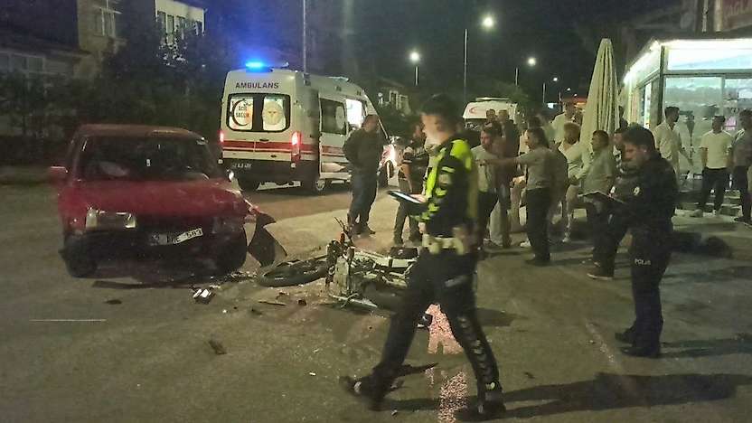 Konya'da otomobil ile motosiklet kazası, yaralılar var