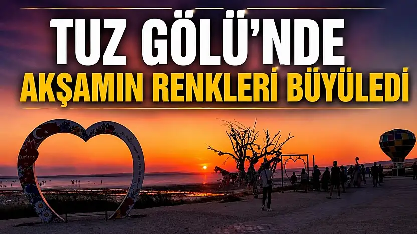 Tuz Gölü'nde gün batımı kartpostallık görüntüler oluşturdu