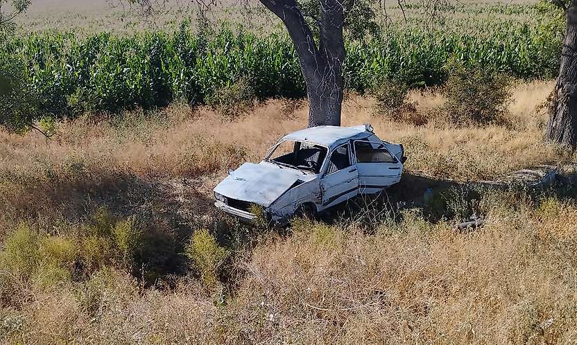 Konya'da feci kaza! Yoldan çıkan otomobil şarampoldeki ağaca çarptı