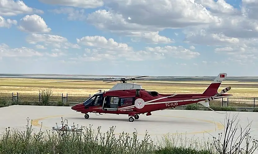 Konya'da kalp krizi geçiren hastanın imdadına ambulans helikopter yetişti