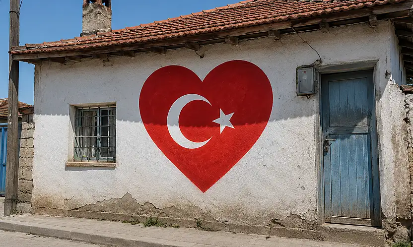 Konya'daki muhtarın ay yıldız sevdası! Her eve çiziyor