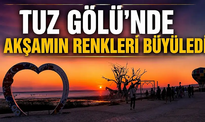 Tuz Gölü'nde gün batımı kartpostallık görüntüler oluşturdu